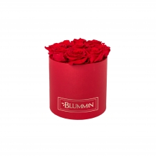 MEDIUM CLASSIC RED BOX WITH VIBRANT RED ROSES