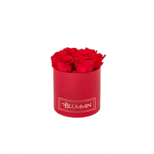 SMALL CLASSIC RED BOX WITH VIBRANT RED ROSES
