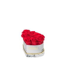 MARBLE FLOWERBOX WITH 7 VIBRANT RED ROSES