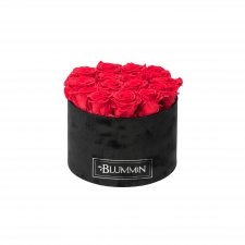 LARGE VELVET BLACK BOX WITH BABY PINK ROSES