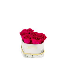 MARBLE FLOWER BOX WITH 6 HOT PINK ROSES
