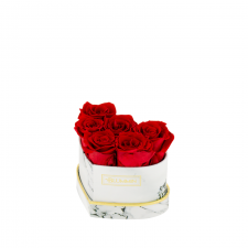 MARBLE FLOWERBOX WITH 6 VIBRANT RED ROSES